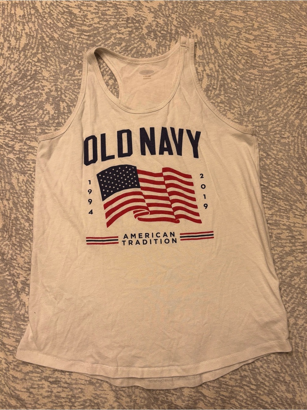 Old Navy Girls' White Tank Top with American Flag Graphic
